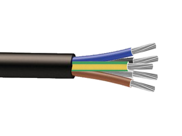 Cable aluminium AR2V 5G (marron / noir / gris / bleu / v-j) à la coupe