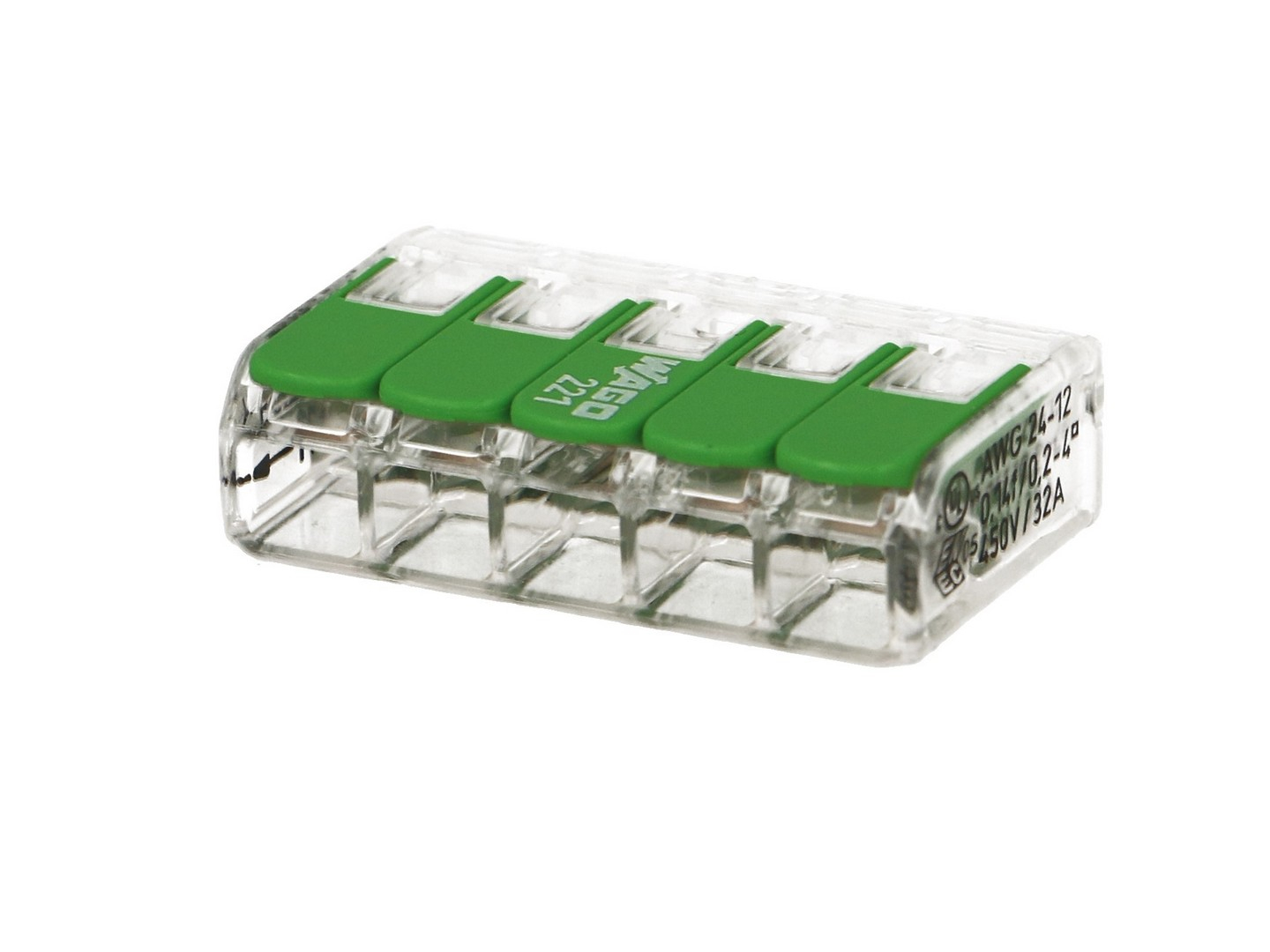 25 mini connecteur WAGO 5 entrées pour fil souple ou rigide "Green Range"