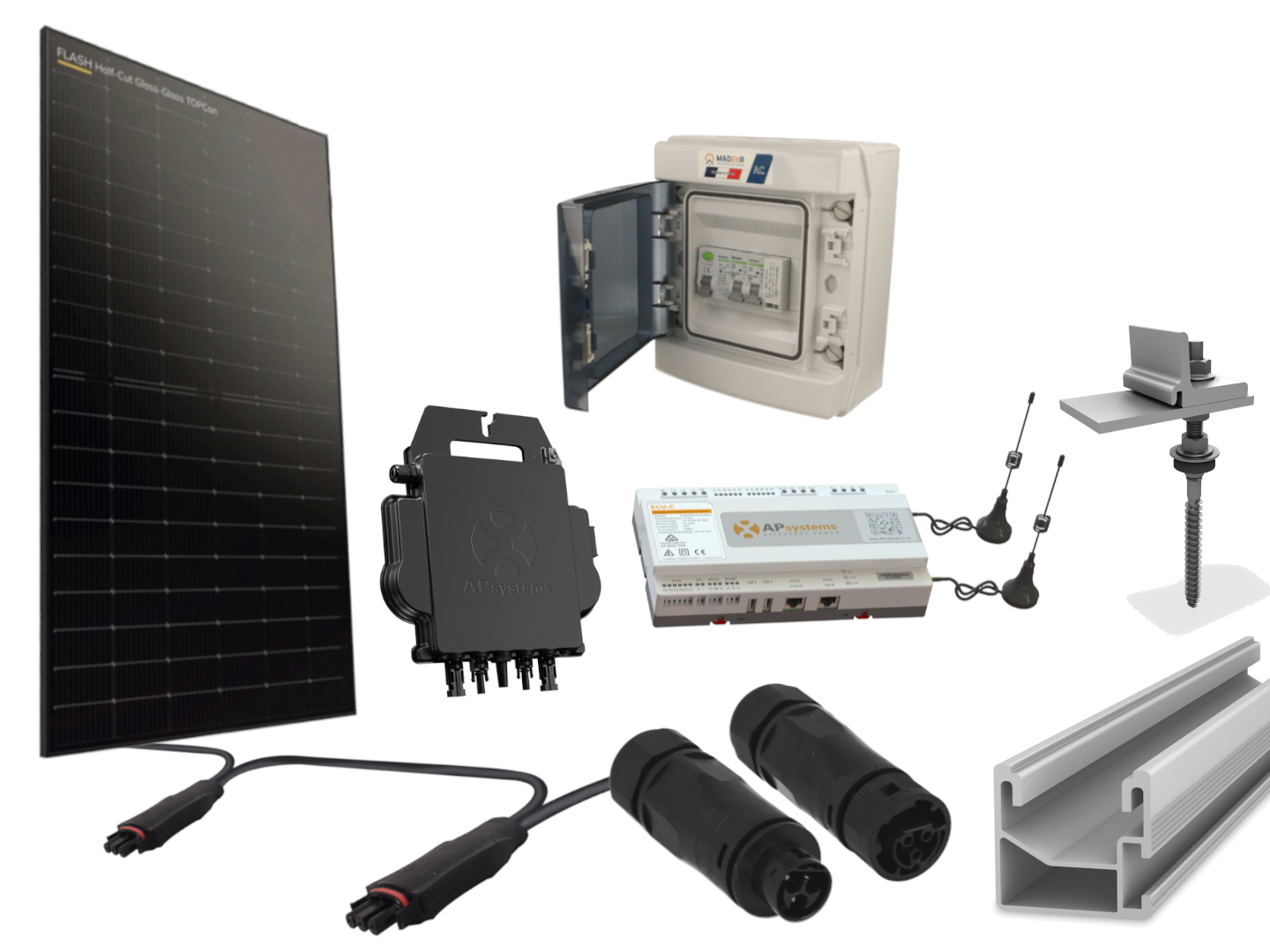 Kit 10 panneaux photovoltaïque pour tôle & fibrociment micro onduleur 5000Wc