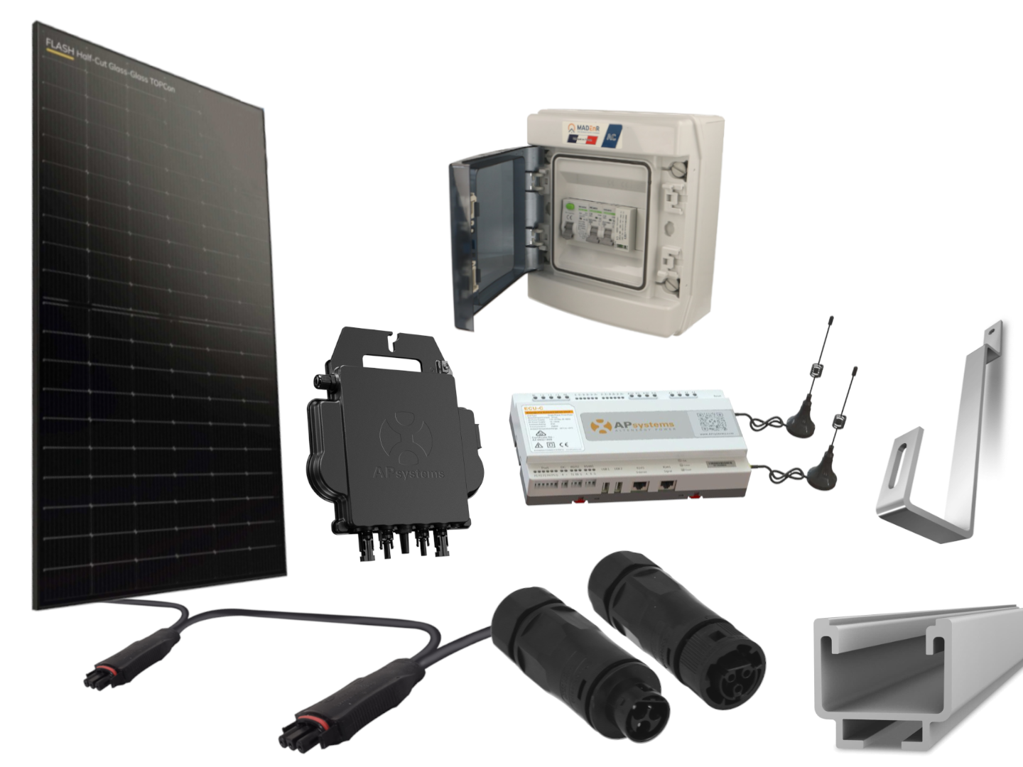 Kit 10 panneaux photovoltaïque pour tuile plate micro onduleur 5000Wc