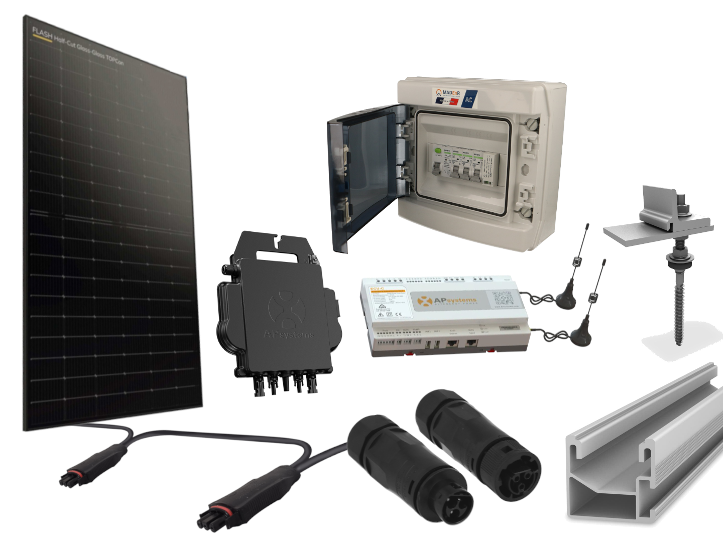 Kit 16 panneaux photovoltaïque pour tôle & fibrociment micro onduleur 8000Wc