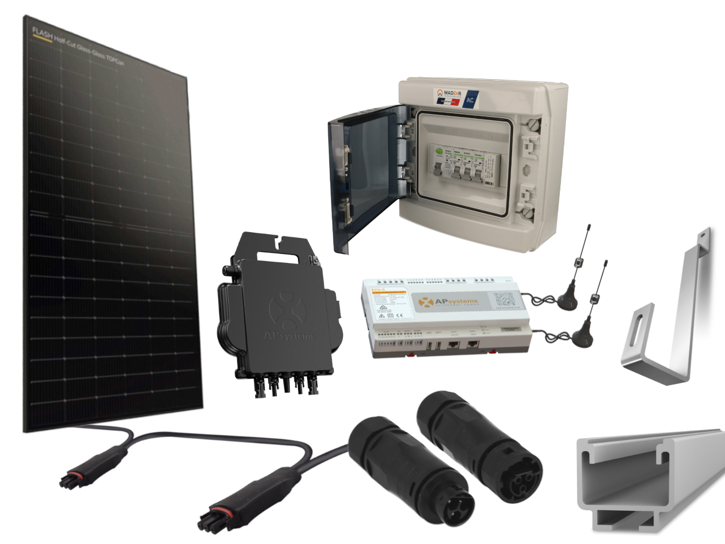 Kit 16 panneaux photovoltaïque pour tuile plate micro onduleur 8000Wc