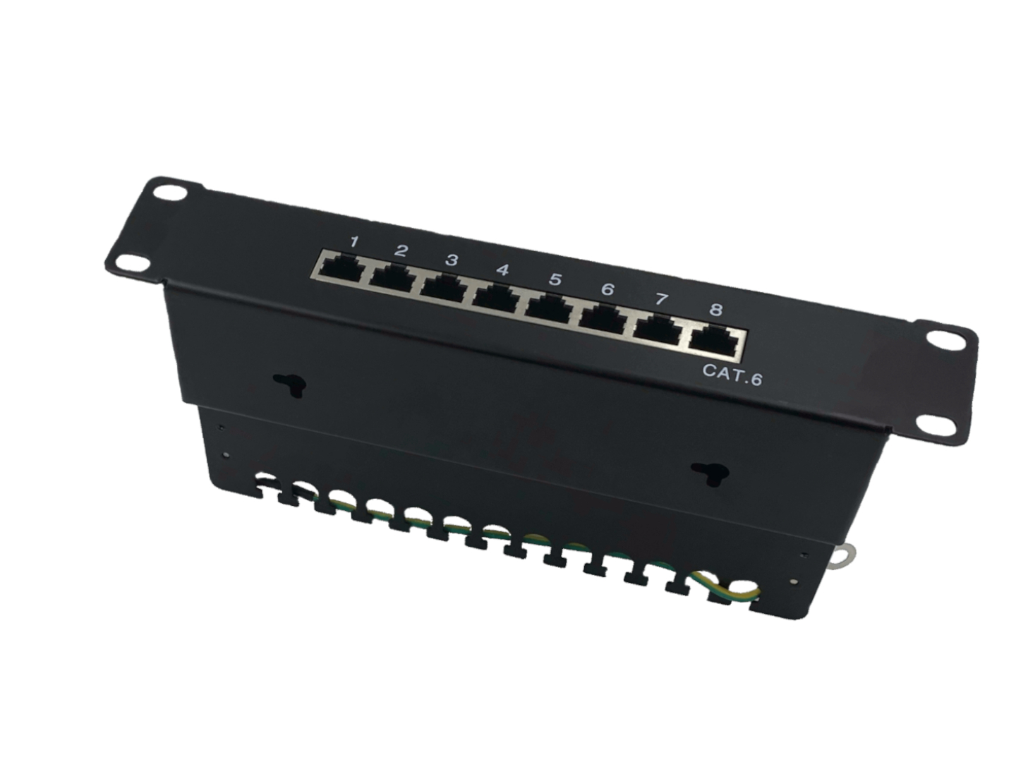 Panneau 8 ports équipé de 8 RJ45 cat. 6, 1 unité, pour baie 10"