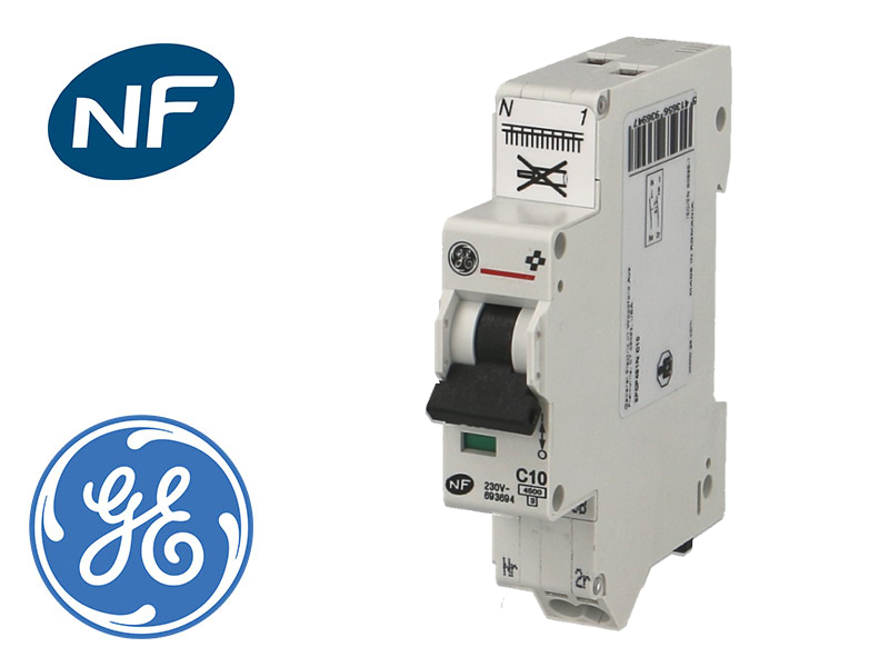 Disjoncteur modulaire phase neutre "auto" 4.5kA General Electric