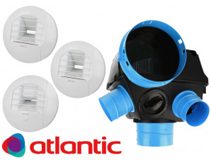 Kit de bouche d'extraction simple flux hygroréglable sanitaires avec  piquage Twist & Go Atlantic VMC et accessoires