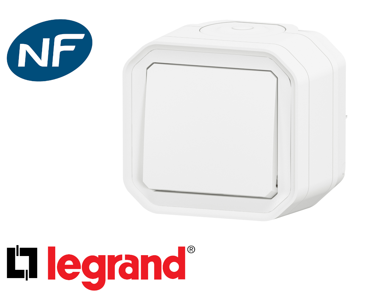 Interrupteur va-et-vient simple Legrand Plexo™ blanc complet